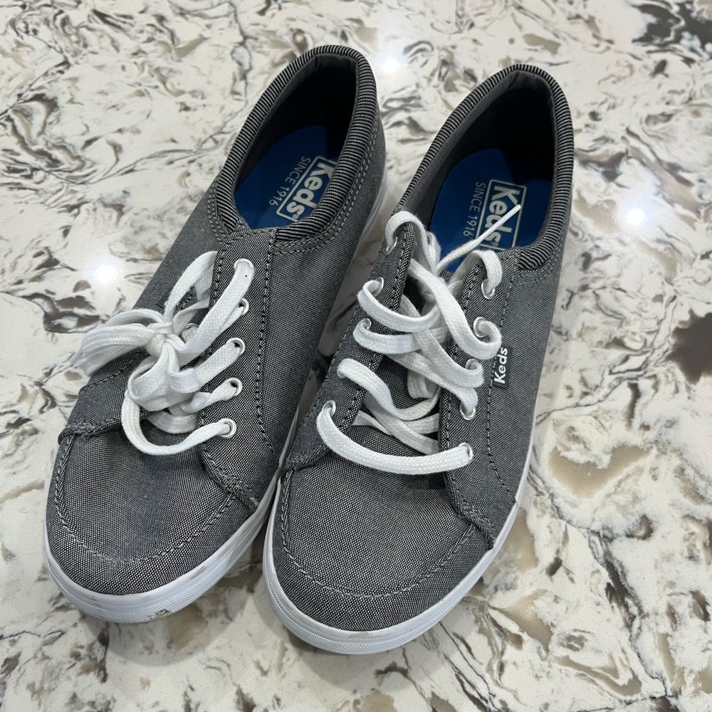Keds Gray Canvas Shoes with Blue Insole